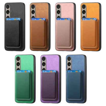 For Sony Xperia 5 V Retro Magsafe Card Bag PU Back Cover Phone Case(Yellow) by buy2fix