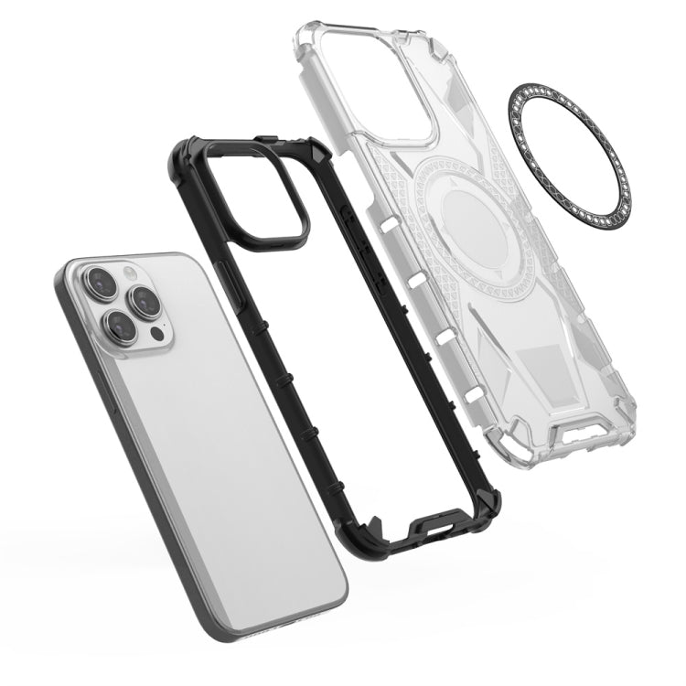 For iPhone 15 Pro Max MagSafe Armor Holder PC Hybrid TPU Phone Case(Black) by buy2fix