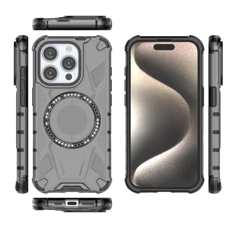 For iPhone 15 Pro MagSafe Armor Holder PC Hybrid TPU Phone Case(Black) - iPhone 15 Pro Cases by buy2fix | Online Shopping UK | buy2fix
