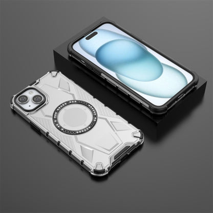 For iPhone 15 Plus MagSafe Armor Holder PC Hybrid TPU Phone Case(White) - iPhone 15 Plus Cases by buy2fix | Online Shopping UK | buy2fix
