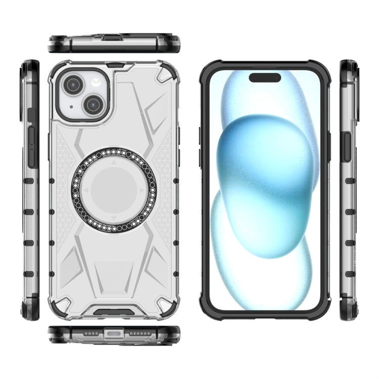 For iPhone 15 Plus MagSafe Armor Holder PC Hybrid TPU Phone Case(White) - iPhone 15 Plus Cases by buy2fix | Online Shopping UK | buy2fix