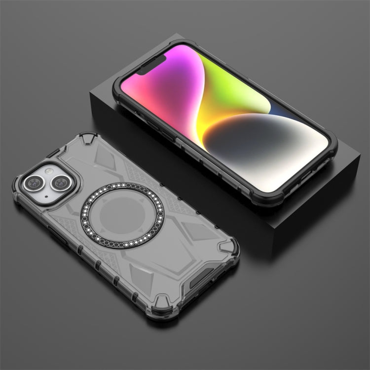 For iPhone 14 MagSafe Armor Holder PC Hybrid TPU Phone Case(Black) by buy2fix