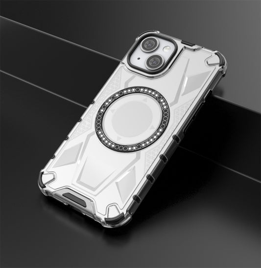 For iPhone 14 MagSafe Armor Holder PC Hybrid TPU Phone Case(White) by buy2fix