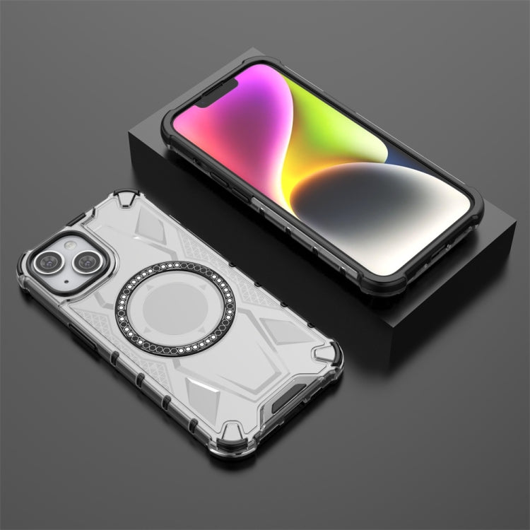 For iPhone 14 MagSafe Armor Holder PC Hybrid TPU Phone Case(White) by buy2fix
