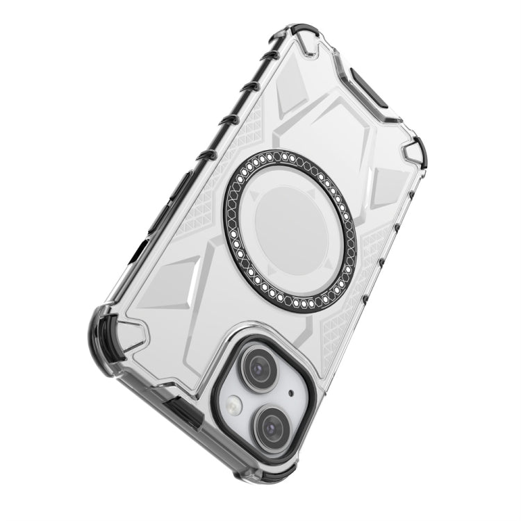 For iPhone 14 MagSafe Armor Holder PC Hybrid TPU Phone Case(White) by buy2fix