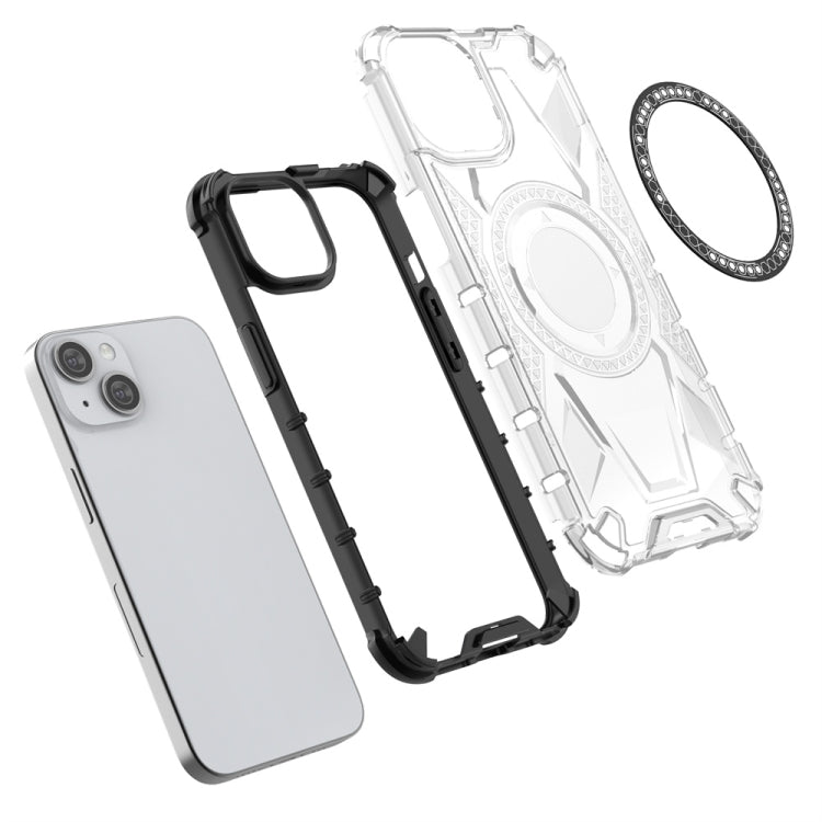 For iPhone 14 MagSafe Armor Holder PC Hybrid TPU Phone Case(White) by buy2fix