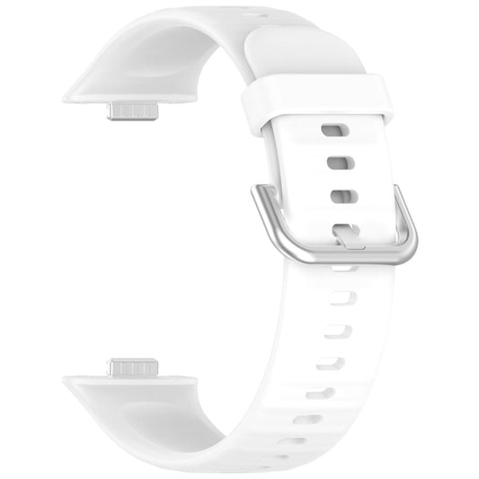 For Huawei Watch Fit4 / Fit4 Pro / Fit3 Silver Buckle Silicone Sports Watch Band(White) by buy2fix