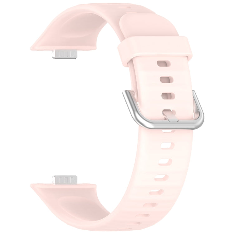 For Huawei Watch Fit4 / Fit4 Pro / Fit3 Silver Buckle Silicone Sports Watch Band(Pink) by buy2fix