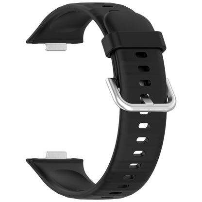 For Huawei Watch Fit4 / Fit4 Pro / Fit3 Silver Buckle Silicone Sports Watch Band(Black) by buy2fix