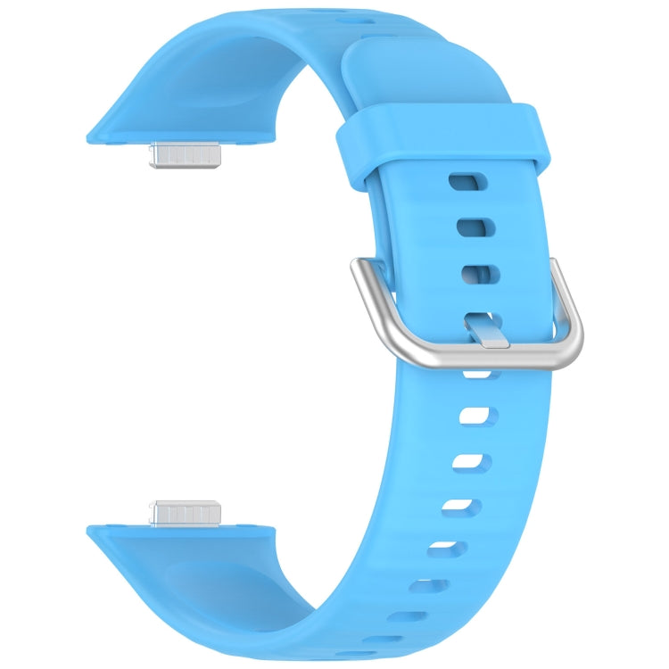 For Huawei Watch Fit4 / Fit4 Pro / Fit3 Silver Buckle Silicone Sports Watch Band(Sky Blue) by buy2fix