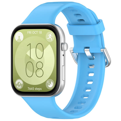 For Huawei Watch Fit4 / Fit4 Pro / Fit3 Silver Buckle Silicone Sports Watch Band(Sky Blue) by buy2fix