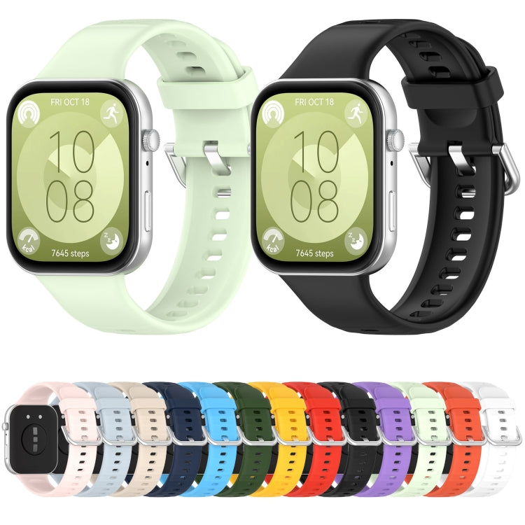 For Huawei Watch Fit4 / Fit4 Pro / Fit3 Silver Buckle Silicone Sports Watch Band(Pink) by buy2fix