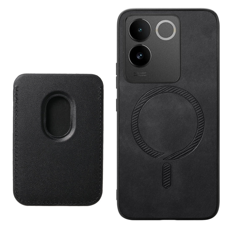 For vivo S18 / S18 Pro 5G Retro Magsafe Card Bag PU Back Cover Phone Case(Black) - vivo Cases by buy2fix | Online Shopping UK | buy2fix