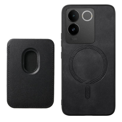 For vivo S18 / S18 Pro 5G Retro Magsafe Card Bag PU Back Cover Phone Case(Black) - vivo Cases by buy2fix | Online Shopping UK | buy2fix