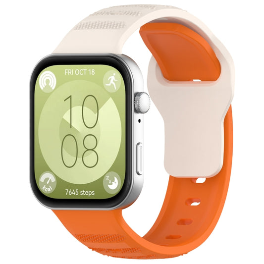 For Huawei Watch Fit 3 Wavy Dot Texture Silicone Sports Watch Band(Starlight+Orange) by buy2fix