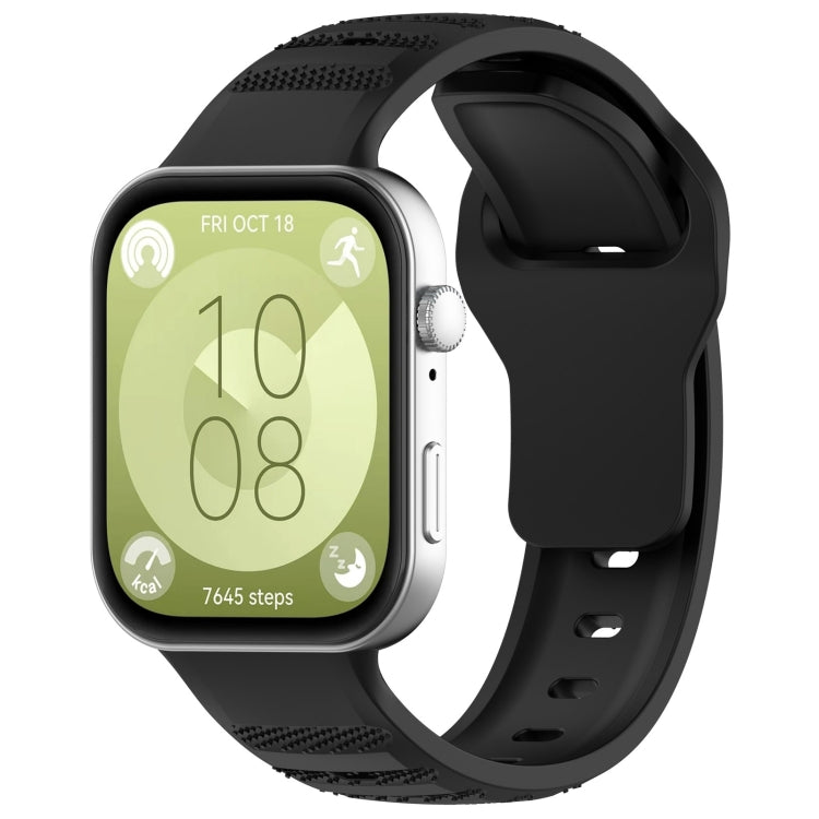 For Huawei Watch Fit 3 Wavy Dot Texture Silicone Sports Watch Band(Black) by buy2fix