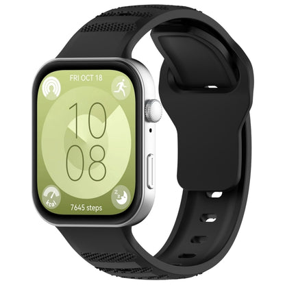 For Huawei Watch Fit 3 Wavy Dot Texture Silicone Sports Watch Band(Black) by buy2fix