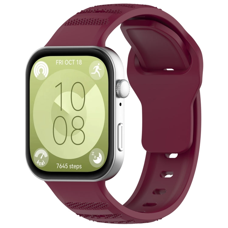 For Huawei Watch Fit 3 Wavy Dot Texture Silicone Sports Watch Band(Wine Red) by buy2fix