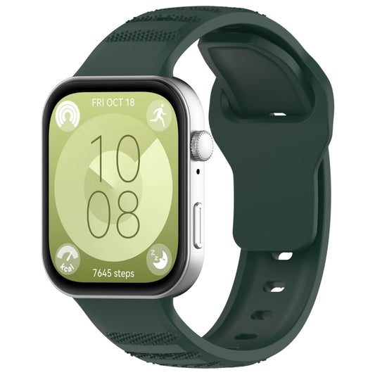 For Huawei Watch Fit 3 Wavy Dot Texture Silicone Sports Watch Band(Green) by buy2fix