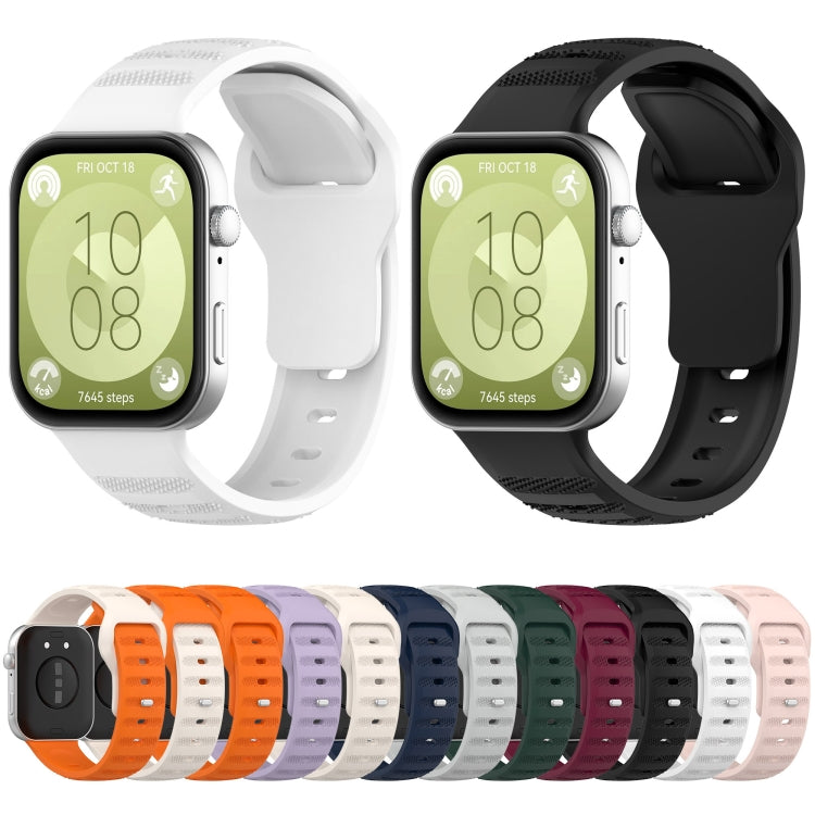 For Huawei Watch Fit 3 Wavy Dot Texture Silicone Sports Watch Band(Orange+Starlight) by buy2fix