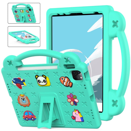 For iPad Air 11 2026 / 2025 / 2024 Handle Kickstand Children EVA Shockproof Tablet Case(Mint Green)