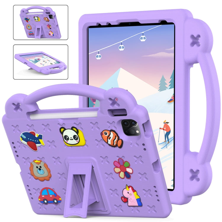 For iPad Pro 11 2025 / 2024 Handle Kickstand Children EVA Shockproof Tablet Case(Light Purple) by buy2fix