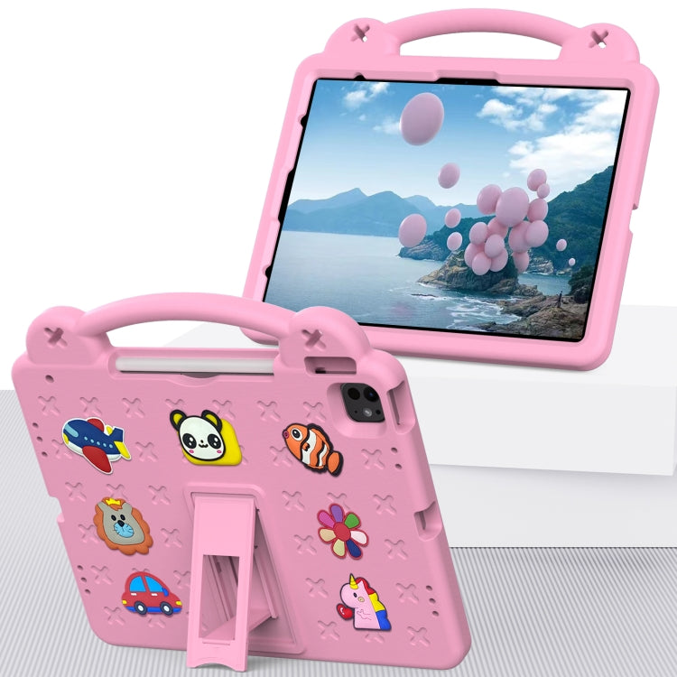 For iPad Air 13 2025 / 2024 Handle Kickstand Children EVA Shockproof Tablet Case(Pink) by buy2fix
