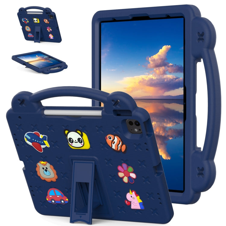 For iPad Air 13 2025 / 2024 Handle Kickstand Children EVA Shockproof Tablet Case(Navy Blue) by buy2fix