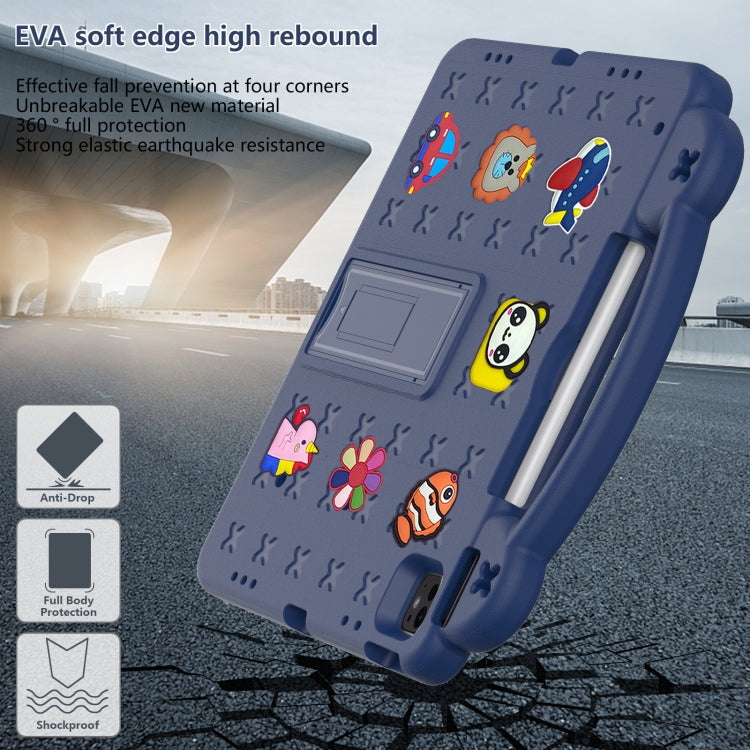 For iPad Air 13 2025 / 2024 Handle Kickstand Children EVA Shockproof Tablet Case(Navy Blue) by buy2fix