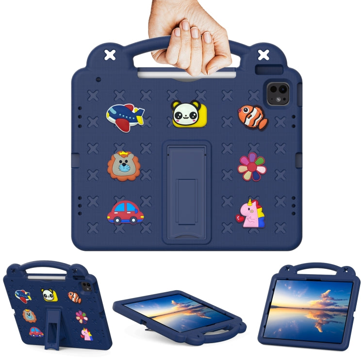 For iPad Air 13 2025 / 2024 Handle Kickstand Children EVA Shockproof Tablet Case(Navy Blue) by buy2fix