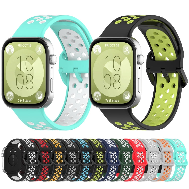 For Huawei Watch Fit 3 Two Color Silicone Sports Watch Band(Grey+Orange) by buy2fix