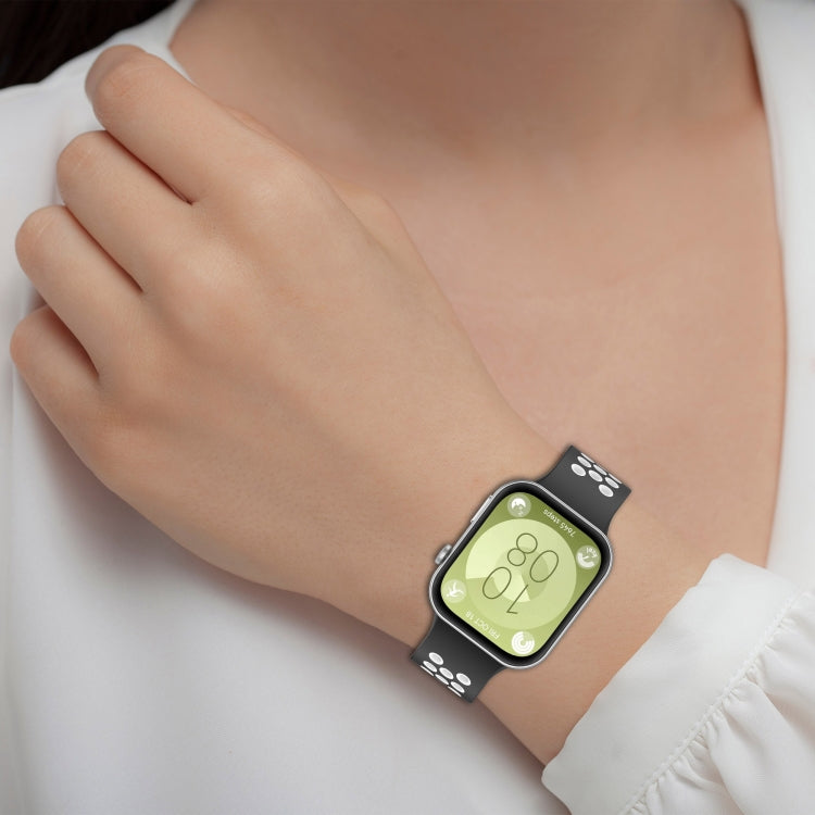 For Huawei Watch Fit 3 Two Color Silicone Sports Watch Band(Black+Red) by buy2fix