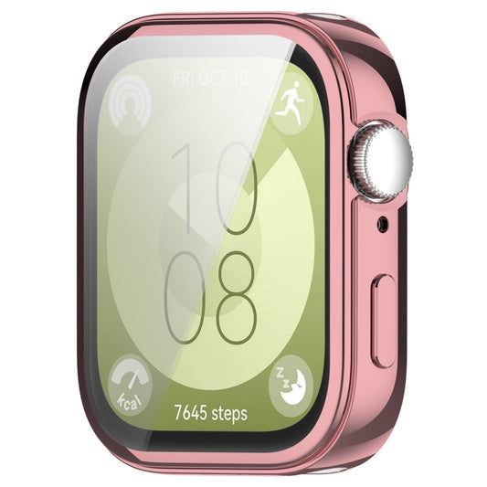 For Huawei Watch Fit 3 Full Coverage TPU Electroplated Watch Protective Case(Pink) by buy2fix