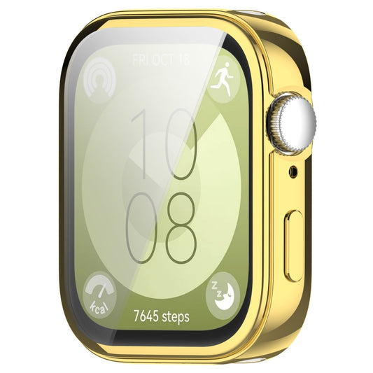 For Huawei Watch Fit 3 Full Coverage TPU Electroplated Watch Protective Case(Gold) by buy2fix
