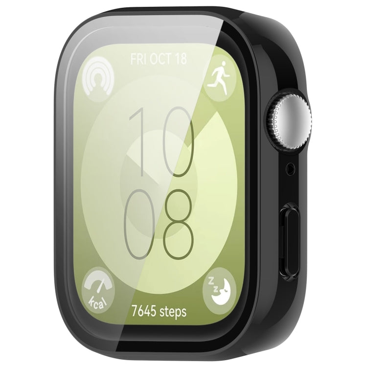 For Huawei Watch Fit 3 PC + Tempered Film Integrated Watch Protective Case(Black) by buy2fix