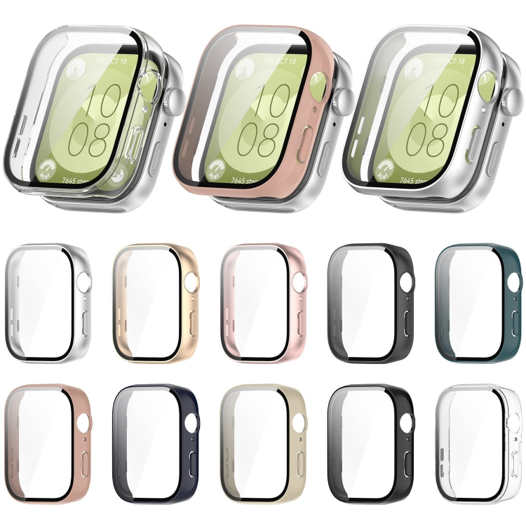 For Huawei Watch Fit 3 PC + Tempered Film Integrated Watch Protective Case(Matte Silver) - Watch Cases by buy2fix | Online Shopping UK | buy2fix