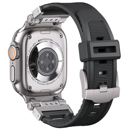 For Apple Watch SE 2023 44mm Silicone Armor Mecha Head Watch Band(Black) by buy2fix