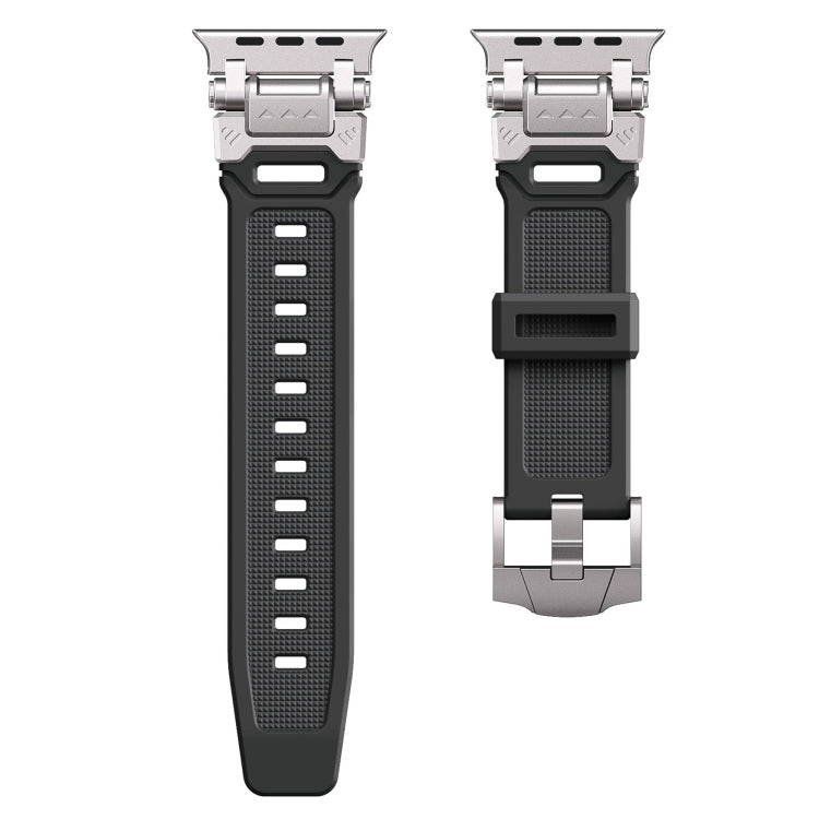 For Apple Watch SE 2023 44mm Silicone Armor Mecha Head Watch Band(Black) by buy2fix