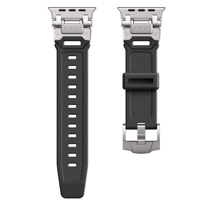 For Apple Watch SE 2023 44mm Silicone Armor Mecha Head Watch Band(Black) by buy2fix