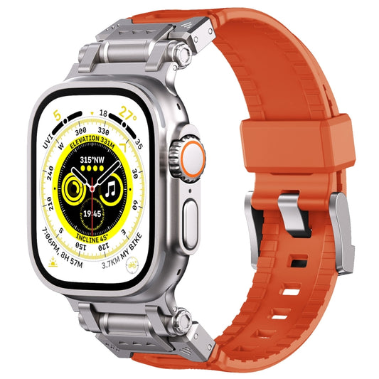 For Apple Watch SE 2023 44mm Silicone Armor Mecha Head Watch Band(Orange) by buy2fix