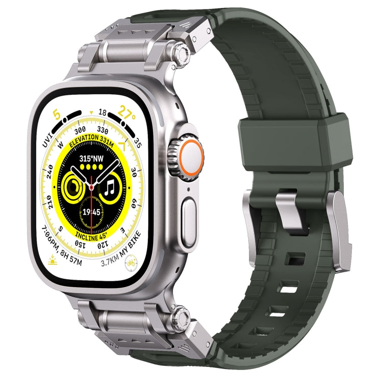 For Apple Watch SE 2023 44mm Silicone Armor Mecha Head Watch Band(Green) by buy2fix