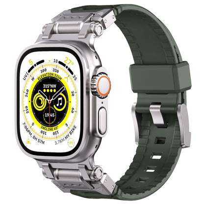 For Apple Watch SE 2023 44mm Silicone Armor Mecha Head Watch Band(Green) by buy2fix