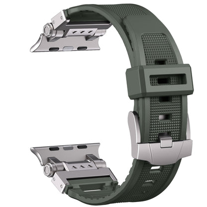 For Apple Watch SE 2023 44mm Silicone Armor Mecha Head Watch Band(Green) by buy2fix