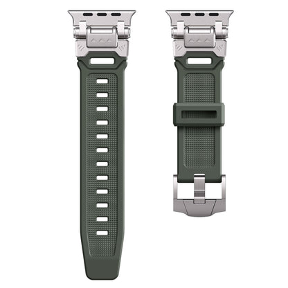 For Apple Watch SE 2023 44mm Silicone Armor Mecha Head Watch Band(Green) by buy2fix