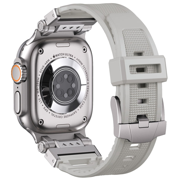 For Apple Watch SE 2023 44mm Silicone Armor Mecha Head Watch Band(Starlight) by buy2fix