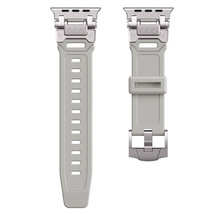 For Apple Watch SE 2023 44mm Silicone Armor Mecha Head Watch Band(Starlight) by buy2fix
