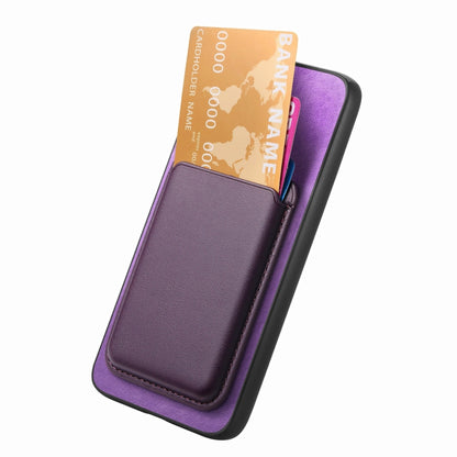 For Xiaomi Redmi 13C Retro Magsafe Card Bag PU Back Cover Phone Case(Purple) by buy2fix