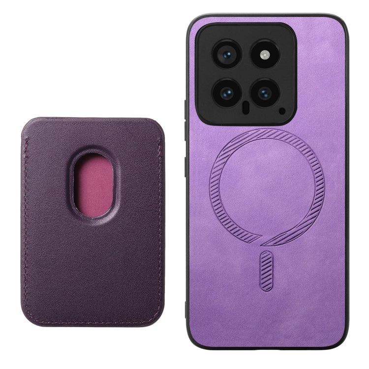 For Xiaomi Redmi 13C Retro Magsafe Card Bag PU Back Cover Phone Case(Purple) by buy2fix