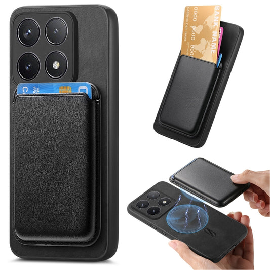 For Xiaomi Redmi K70E /Poco X6 Pro 5G Retro Magsafe Card Bag PU Back Cover Phone Case(Black) - Xiaomi Cases by buy2fix | Online Shopping UK | buy2fix