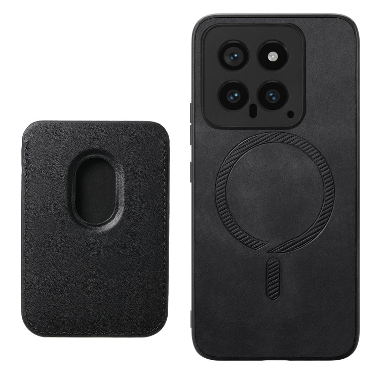 For Xiaomi 14 Retro Magsafe Card Bag PU Back Cover Phone Case(Black) - Xiaomi Cases by buy2fix | Online Shopping UK | buy2fix